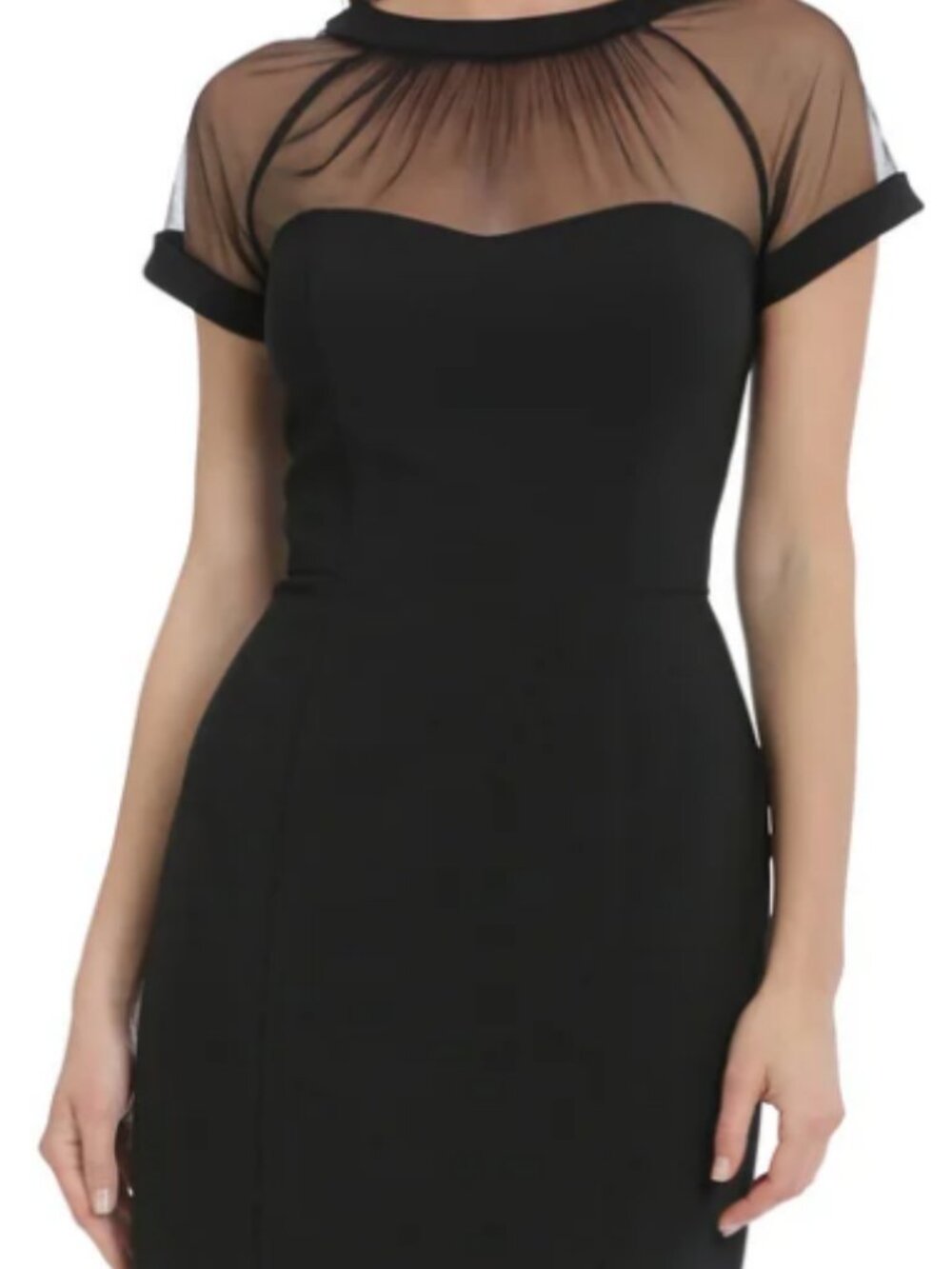 Maggie London Illusion Sheath Black Dress Size 8 NWT